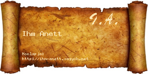 Ihm Anett névjegykártya